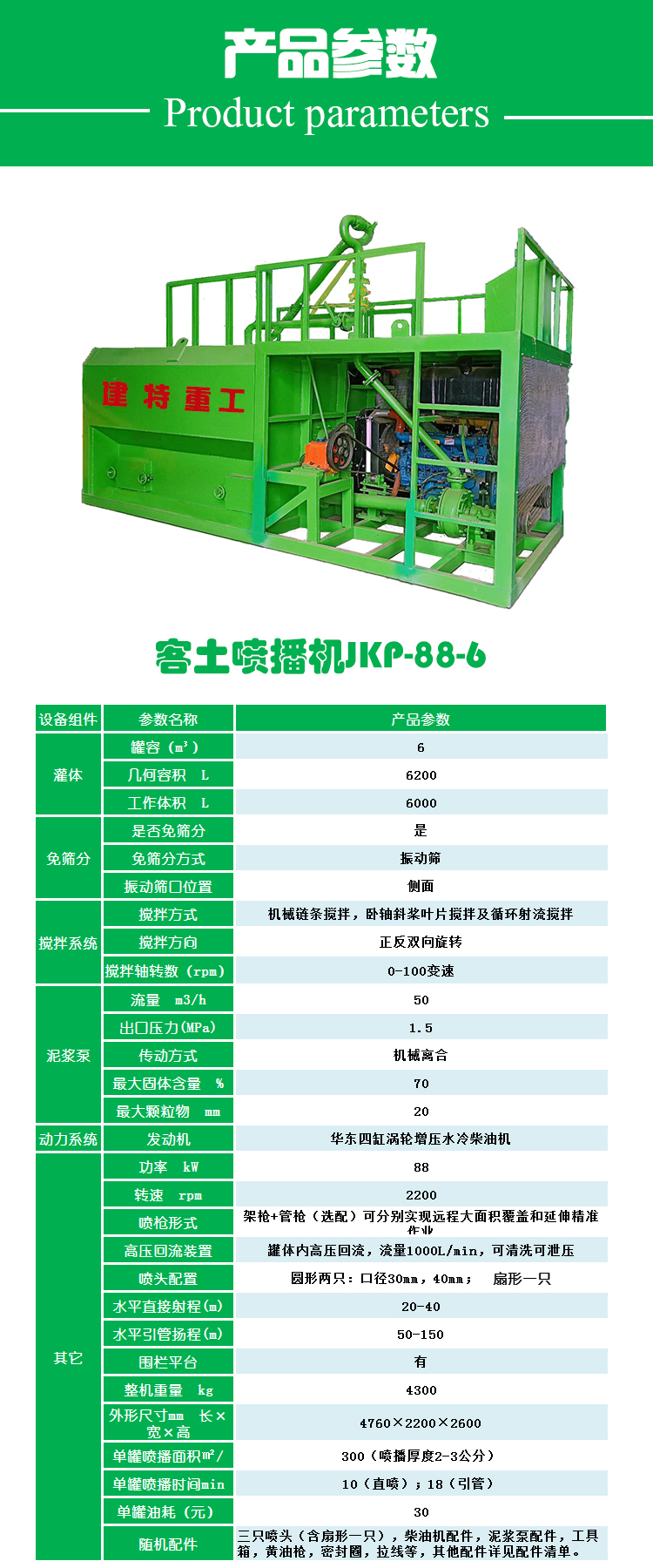 噴播機系列產品參數一覽表